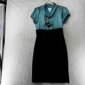 Suzi Chin Dress‎ Sheath Tie Neck Short Sleeve Career Party Pinup Classic Size 8